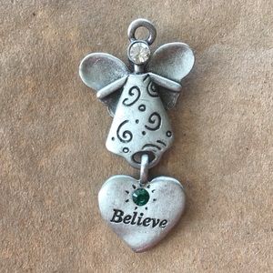 Angel with Heart Green Emerald Green Gem